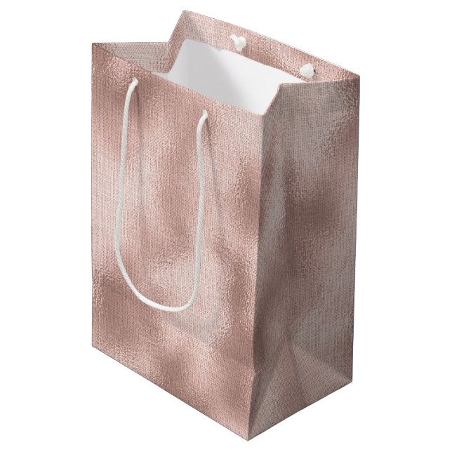 Sac Cadeau Moyen Anniversaire d'or Rose rose (Devant Angle)