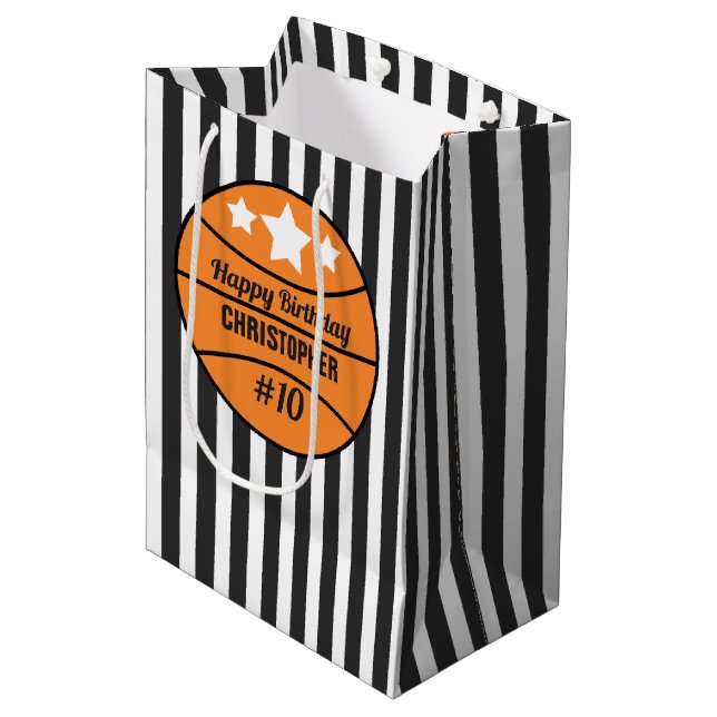 Sac Cadeau Moyen Anniversaire du basket-ball (Devant Angle)
