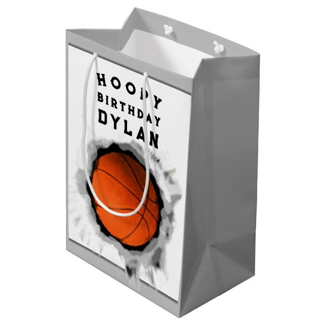 Sac Cadeau Moyen Anniversaire du basket-ball personnalisé (Dos Angle)