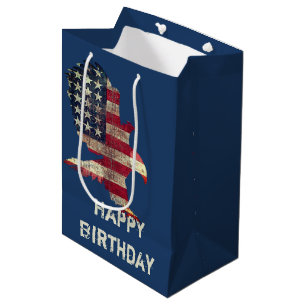 Sac Cadeau Moyen Anniversaire du drapeau américain et de l'aigle à