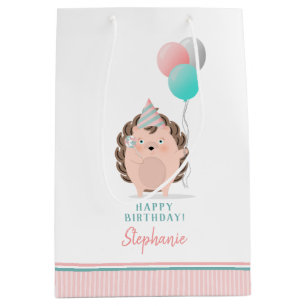 Sac Cadeau Moyen Anniversaire du Hérisson mignon