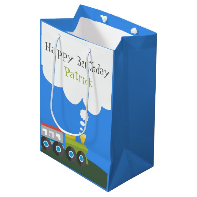 Sac Cadeau Moyen Anniversaire du train Choo Choo (Devant Angle)