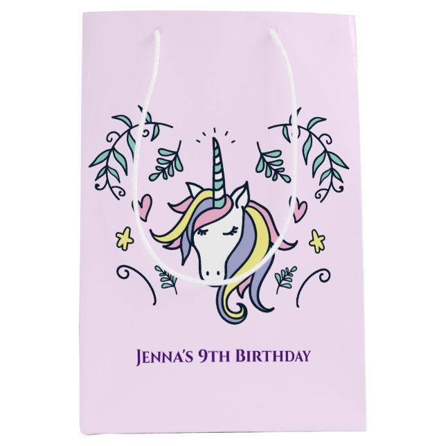 Sac Cadeau Moyen Anniversaire magique de Unicorn (Devant)
