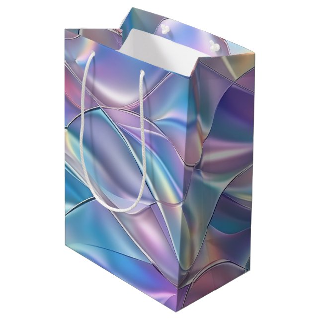Sac Cadeau Moyen Anniversaire Mariage Anniversaire Iridescente Meta (Dos Angle)