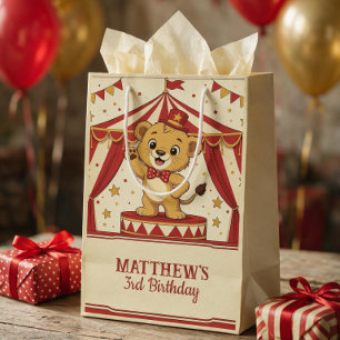 Sac Cadeau Moyen Anniversaire Personnalisé de Lionceau de Cirque Vi