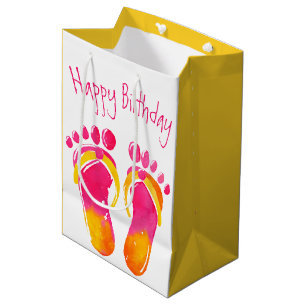 Sac Cadeau Moyen Anniversaire pieds nus et tongs