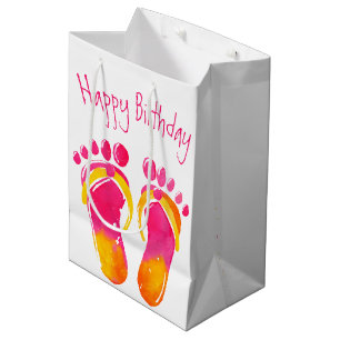 Sac Cadeau Moyen Anniversaire Pieds nus et tongs