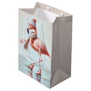 Sac Cadeau Moyen Anniversaire Pink Flamant rose Patinage sur glace