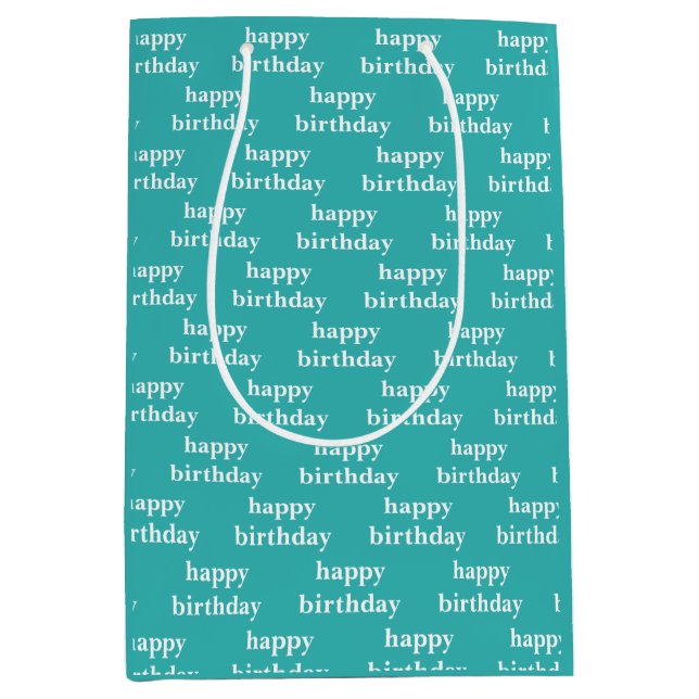 Sac Cadeau Moyen anniversaire turquoise turquois typographie (Devant)
