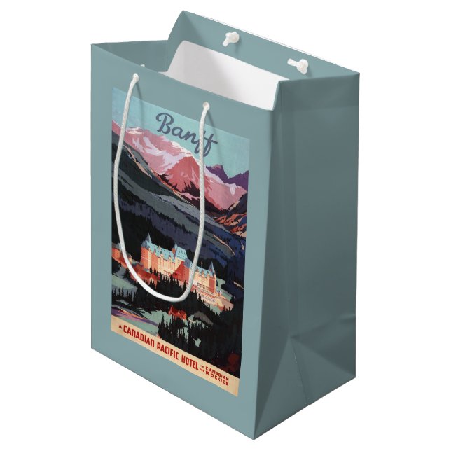 Sac Cadeau Moyen Aperçu de l'affiche de Fairmont Banff Springs (Devant Angle)