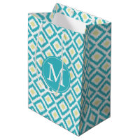 Aqua monogramme et diamants jaunes Motif Ikat