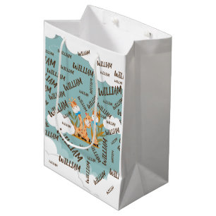 Sac Cadeau Moyen Aquarelle bébé Giraffe, Safari Animaux Anniversair