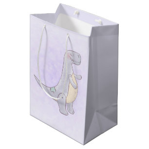 Sac Cadeau Moyen Aquarelle de jouet de dinosaure préhistorique