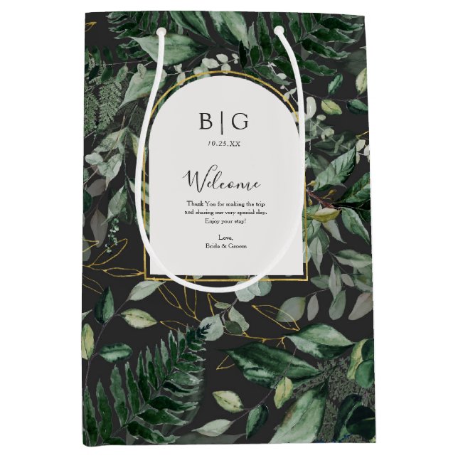 Sac Cadeau Moyen Aquarelle moderne et élégante Verdure Accueil de l (Devant)