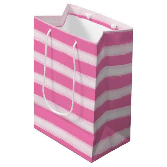 Sac Cadeau Moyen Aquarelle Plage Baies Roses (Devant Angle)