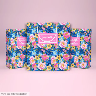 Sac Cadeau Moyen Aquarelle rose pastel ultra moderne preppy floral