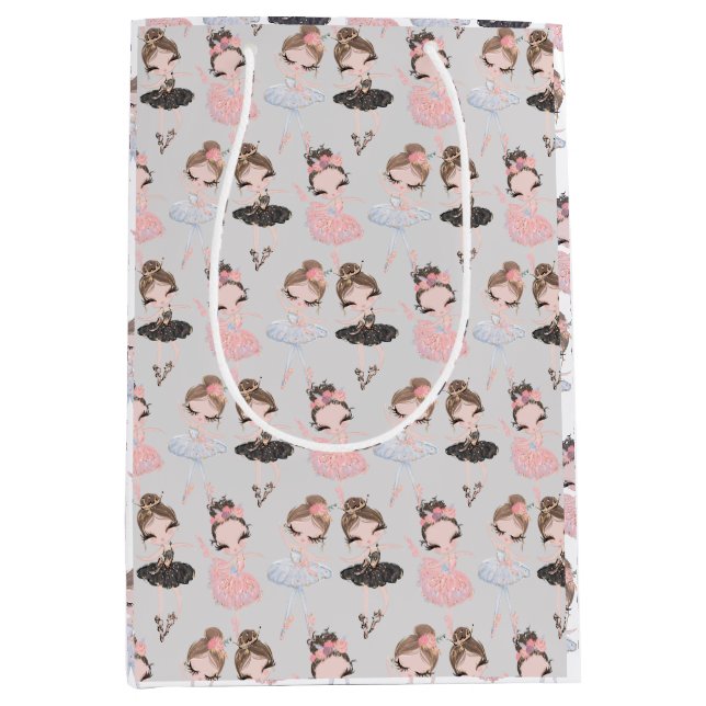 Sac Cadeau Moyen Aquarelle rose rose rose rose-jaune (Devant)