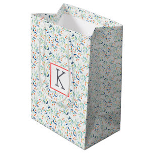 Sac Cadeau Moyen Aquarelles douces modernes Motif botanique