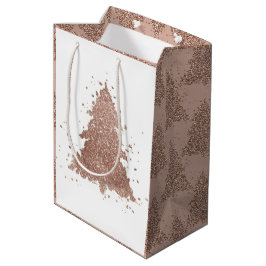 Sac Cadeau Moyen Arbre de Noël | Glam Rose Gold Luxurious