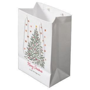 Sac Cadeau Moyen Arbre de Noël populaire scandinave Nom personnalis
