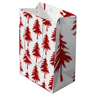 Sac Cadeau Moyen Arbre de Noël rouge