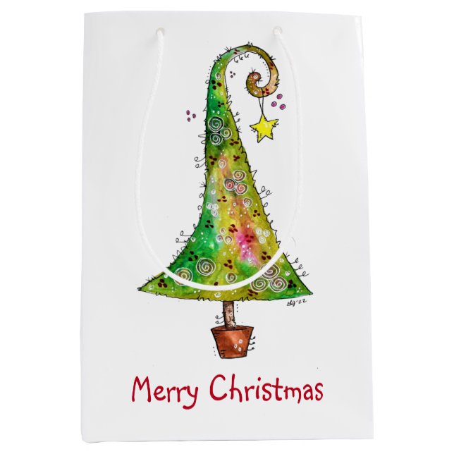 Sac Cadeau Moyen Arbre de Noël Whimsical (Devant)