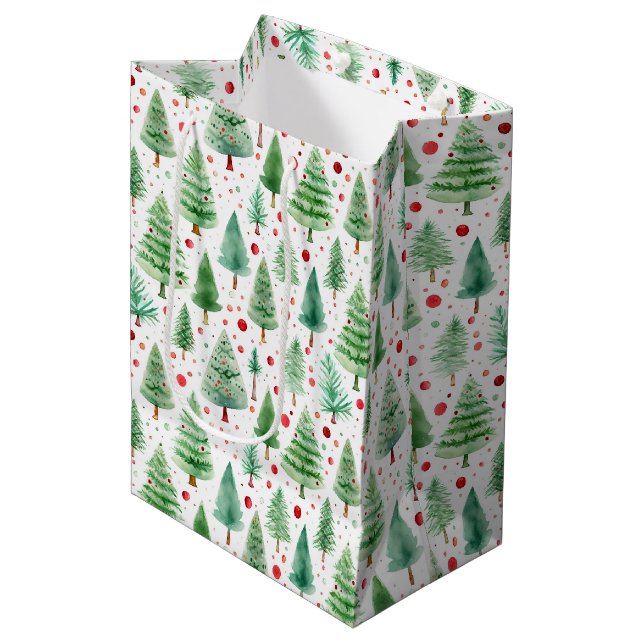 Sac Cadeau Moyen Arbres de Noël (Devant Angle)