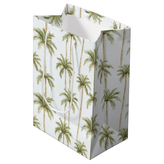 Sac Cadeau Moyen Arbres de palmiers tropicaux Anniversaire (Devant Angle)