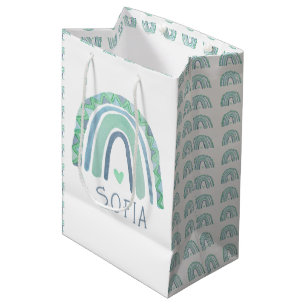 Sac Cadeau Moyen Arc-en-ciel bleu et vert à la menthe