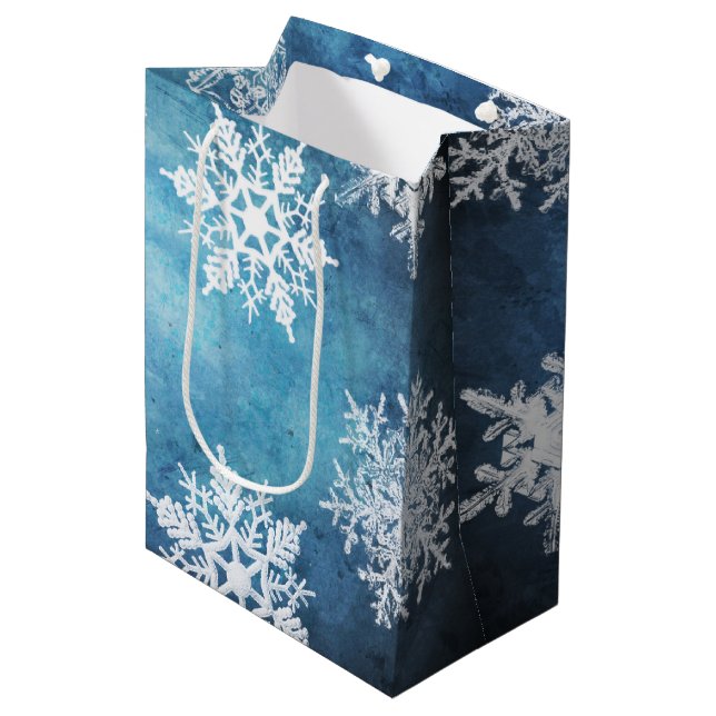 Sac Cadeau Moyen Argent et bleu (Devant Angle)