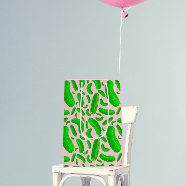 Sac Cadeau Moyen Arrière - plan rose des sachets verts (Créateur téléchargé)