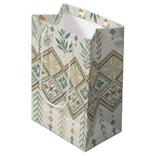 Sac Cadeau Moyen Art Botanique Géométrique Motif sans couture