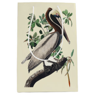 Sac Cadeau Moyen Art Vintage d'Oiseau Marin Côtier Pélican Brun d'A