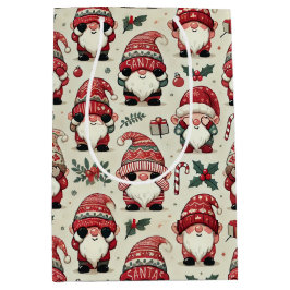 Sac Cadeau Moyen Aucun Pékin Illustré Gnome Noël Fête