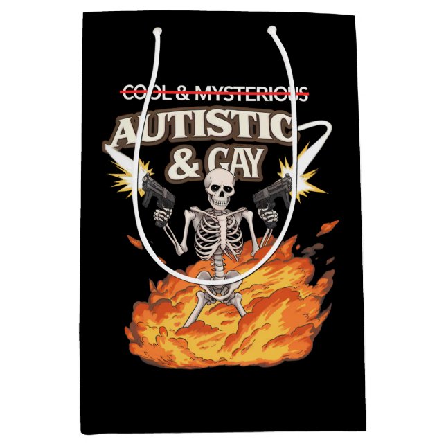 Sac Cadeau Moyen Autistique et Squelette Gay Sensibilisation sur l' (Devant)