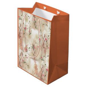 Sac Cadeau Moyen Automne Neutre Toné Élégant thème botanique