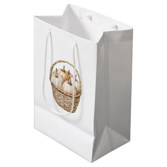 Sac Cadeau Moyen Autumn Peach Mint Pumpkins  (Devant Angle)
