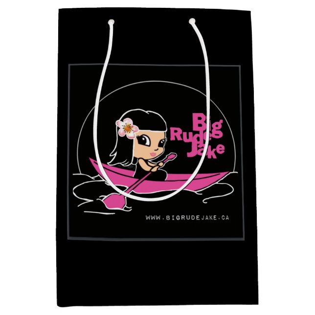 Sac cadeau moyen avec logo de Canoë rose BRJ (Devant)