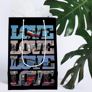 Sac Cadeau Moyen Avion en vol,Collage de photos,Aviation,Cool