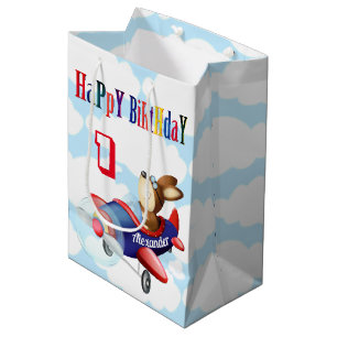 Sac Cadeau Moyen Avion volant de chiens Anniversaire des garçons