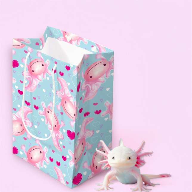 Sac Cadeau Moyen Axolotl Love rose (Créateur téléchargé)