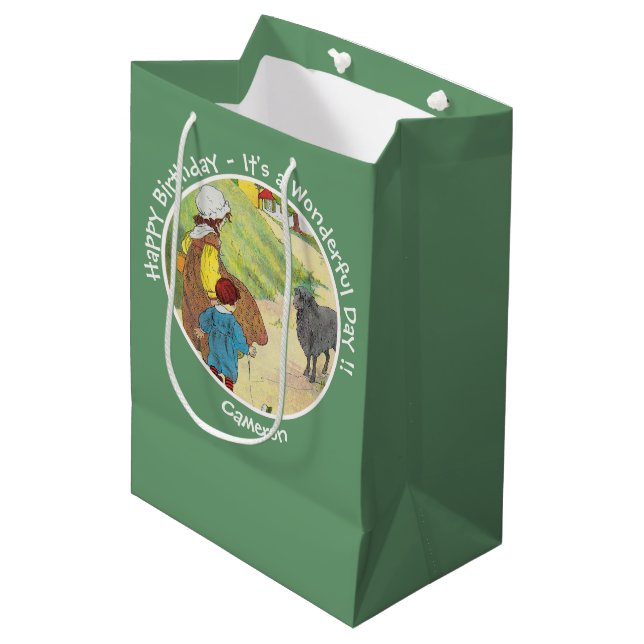 Sac Cadeau Moyen Baa, Baa, Black Sheep Anniversaire Collection (Devant Angle)