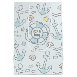 Sac Cadeau Moyen Baby Ahoy Nautical Baby Boy Cadeau