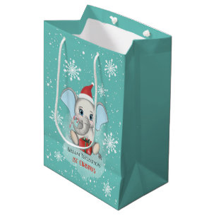 Sac Cadeau Moyen Baby Boy First Christmas Jote Elephant Holidays