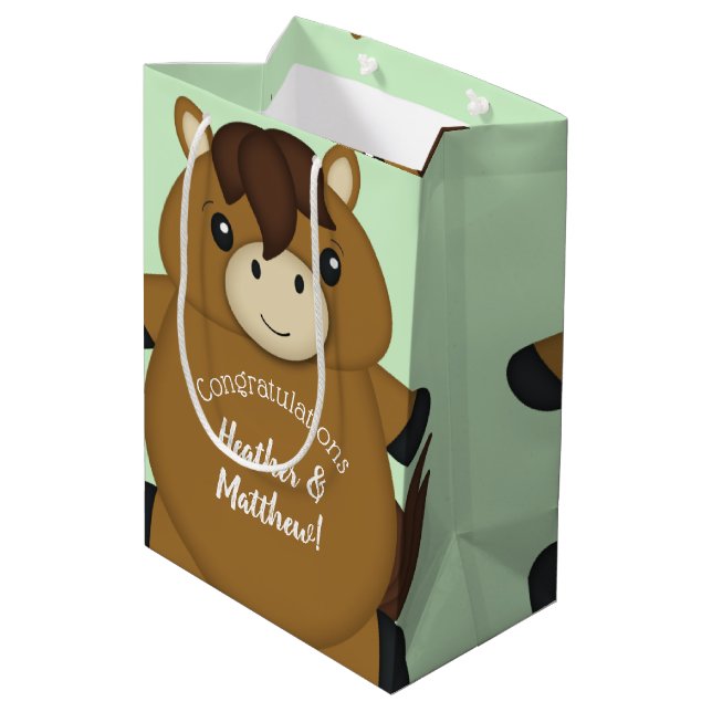 Sac Cadeau Moyen Baby shower à cheval (Dos Angle)
