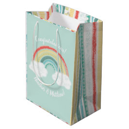 Sac Cadeau Moyen Baby shower arc-en-ciel