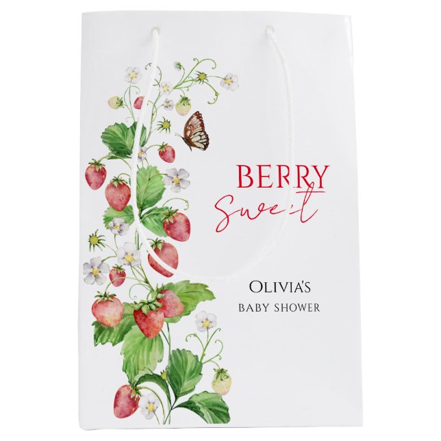 Sac Cadeau Moyen Baby shower Berry Sweet Strawberry (Devant)