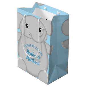 Sac Cadeau Moyen Baby shower Blue Elephant
