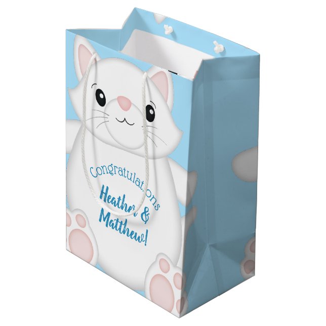Sac Cadeau Moyen Baby shower chat Kitty Blue (Dos Angle)