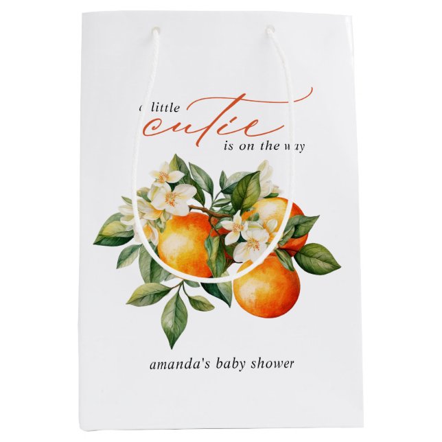 Sac Cadeau Moyen Baby shower Clementine Orange Little Cutie (Devant)